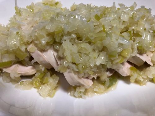 蒸し鶏のネギソースとビールでパワーチャージ