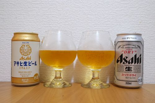 アサヒビールのスーパードライとアサヒ生ビール(マルエフ)を飲み比べてみました。